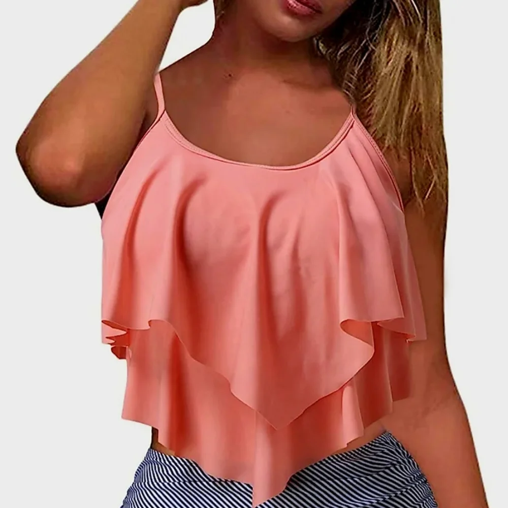 Double Ruffle Swim Top - Picture 1 of 12